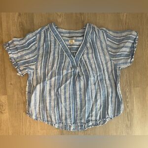 Anthropologie Pilcro Blue Striped Women's 100% Linen Top